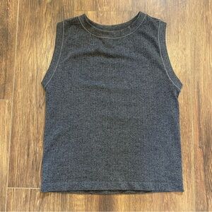 Shambhala fitted seamless tank top short length grey size small ribbed workout